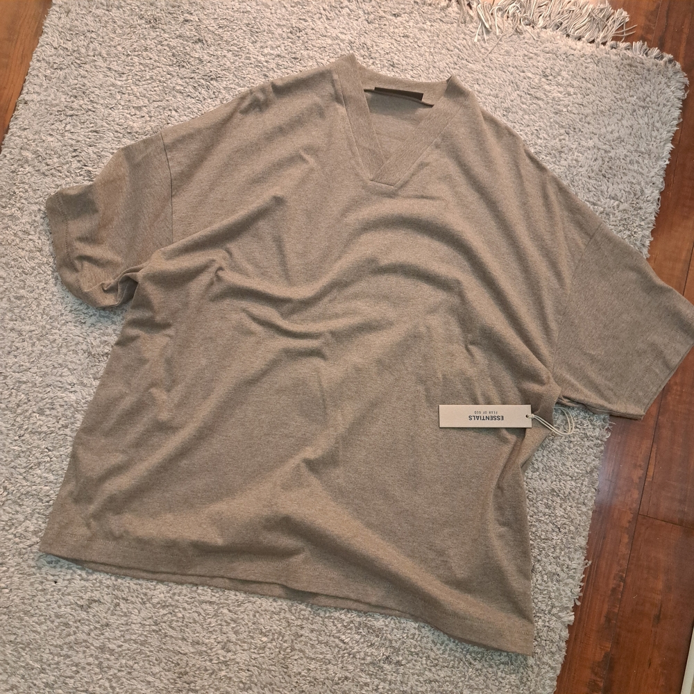 Unisex Fear Of God Essentials Beige Tee Shirt